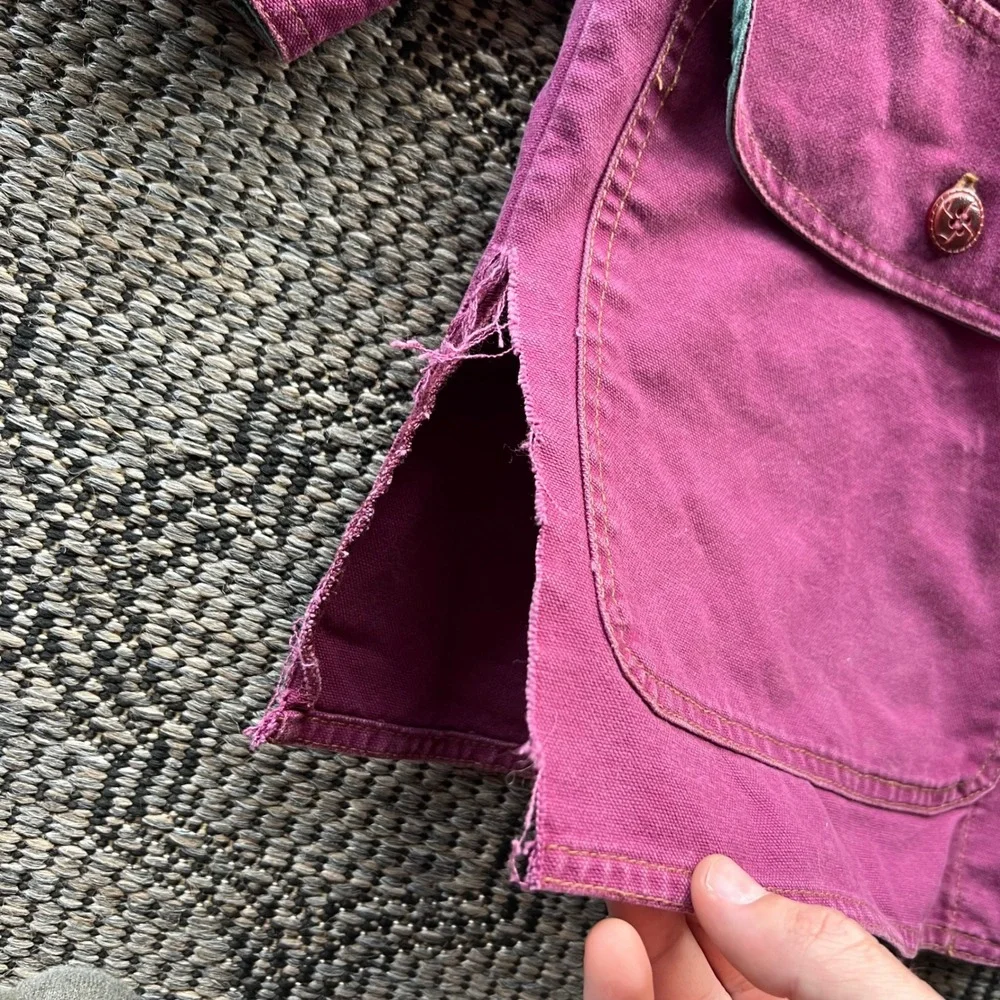 Vintage Duck Jacket Womens Small Purple Canvas Corduroy Wildlife Mallard Barn - Picture 6 of 9